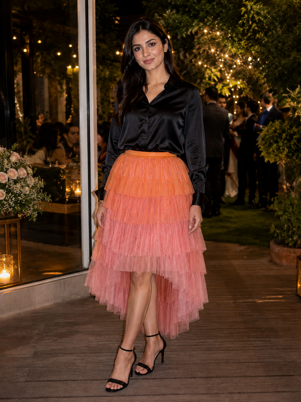 Trending Net Hi-Low skirt