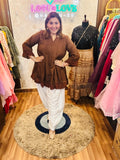 Peplum style heavy mulchanderi lining
