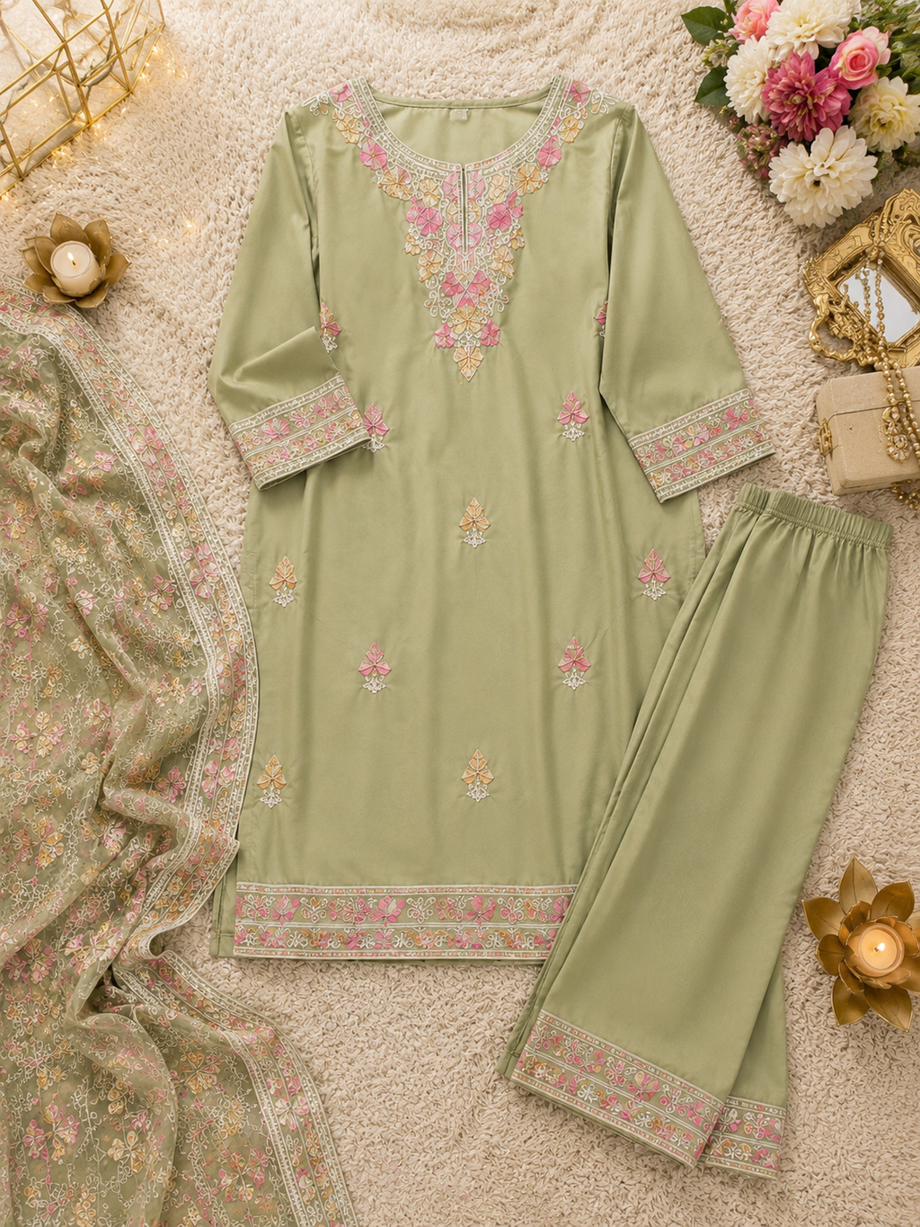 Cotton Kashmiri work suit