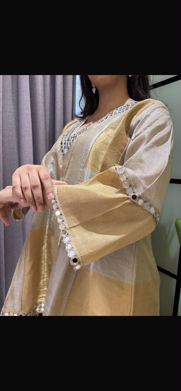 SILK BLEND SHARARA SET WITH POTLI BAG