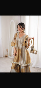 SILK BLEND SHARARA SET WITH POTLI BAG