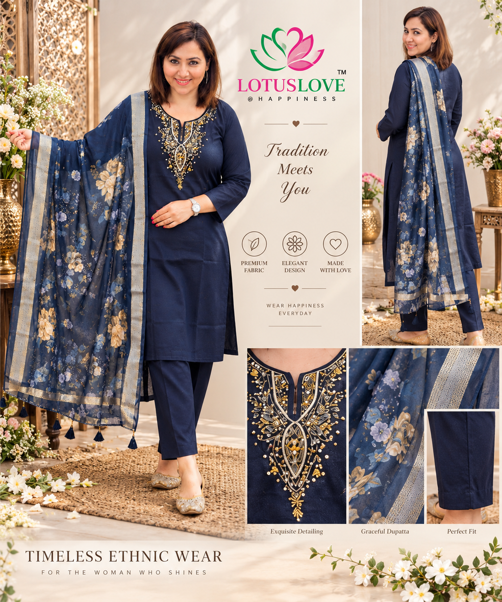 Cotton suit with digital dupatta