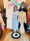 Elegant net 3pcs dress with pearl belt and jacket LL19
