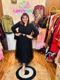 Elegant net 3pcs dress with pearl belt and jacket LL19